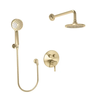Huntington Brass Round Push Button Shower Trim In PVD Satin Brass