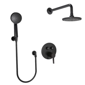 Huntington Brass Round Push Button Shower Trim In Matte Black