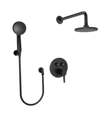 Huntington Brass Round Push Button Shower Trim In Matte Black