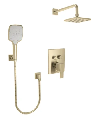 Huntington Brass Square Push Button Shower Trim In PVD Satin Brass
