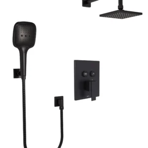 Huntington Brass Square Push Button Shower Trim In Matte Black