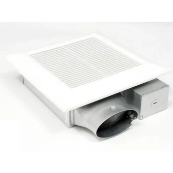 Panasonic WhisperValue® DC™ Fan with ECM motor and Pick-A-Flow 80 or 100 CFM, Built-in Multi-Speed, ceiling or wall mount, 3-3/8" housing depth.