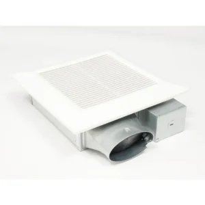 Panasonic WhisperValue® DC™ Fan with ECM motor and Pick-A-Flow 50, 80 or 100 CFM, Built-in Condensation Sensor, ceiling or wall mount, 3-3/8″ housing depth.