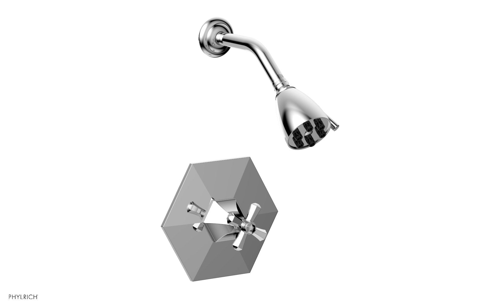 Phylrich LE VERRE & LA CROSSE Pressure Balance Shower Set - Cross Handle PB3171 - Polished Chrome