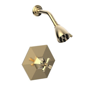 Phylrich LE VERRE & LA CROSSE Pressure Balance Shower Set – Cross Handle PB3171 – Satin Brass