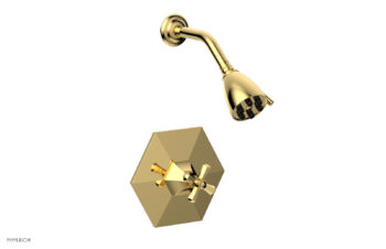 Phylrich LE VERRE & LA CROSSE Pressure Balance Shower Set - Cross Handle PB3171 - Polished Gold