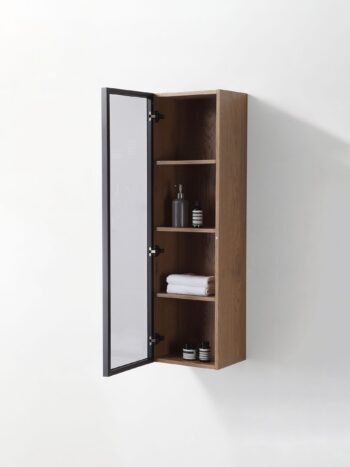 "13 Glass Wall Hung Side Cabinet In Pecan Oak - Image 5