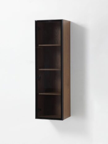 "13 Glass Wall Hung Side Cabinet In Pecan Oak - Image 6