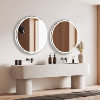 Sola 30x30 Round Lighted Bathroom Vanity Mirror  - White - Image 2