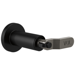Brizo Litze®: Sensori® Volume Control Trim – Industrial Lever In Matte Black / Luxe Steel