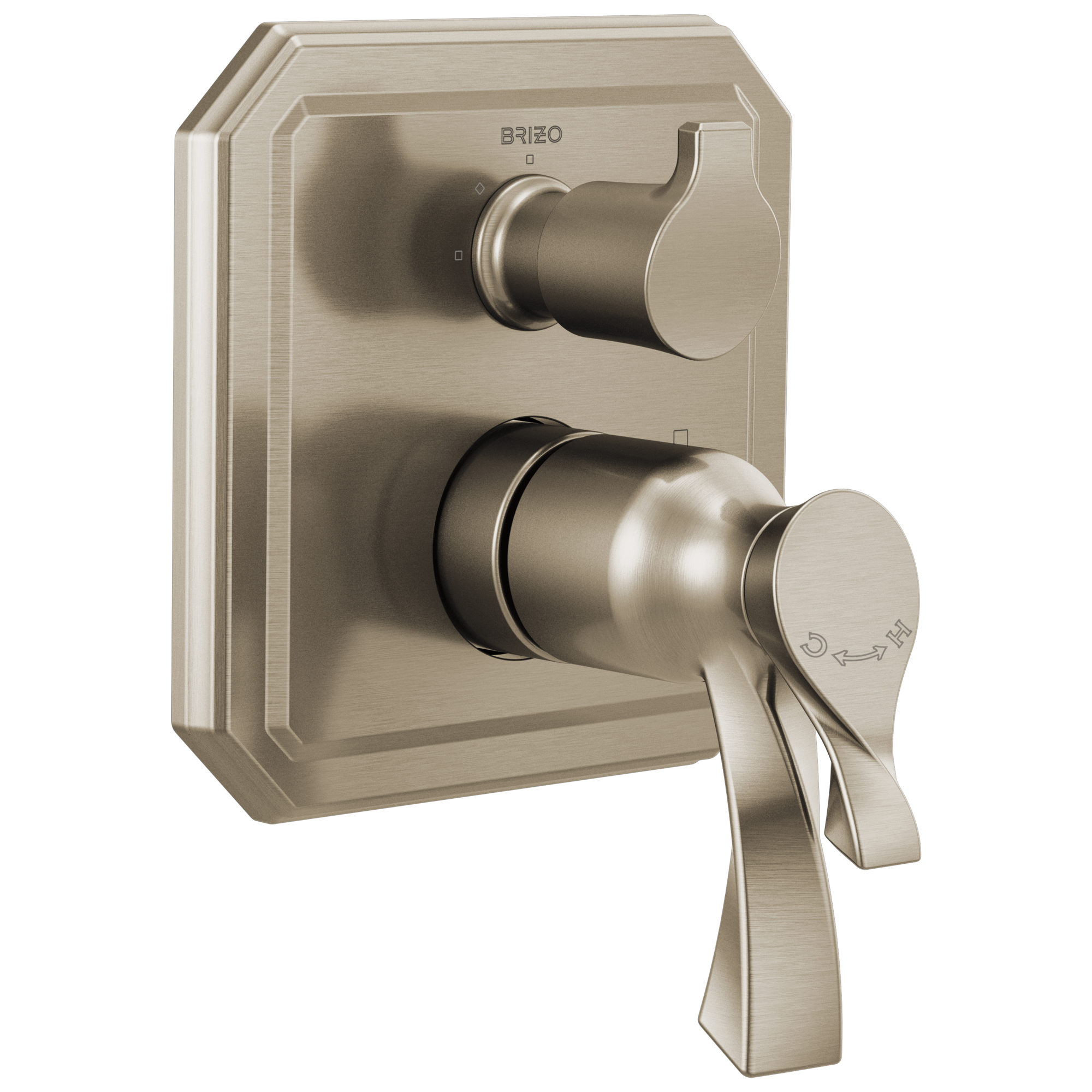 Brizo Virage®: TempAssure Thermostatic Valve with Integrated 3-Function Diverter Trim In Brushed Nickel