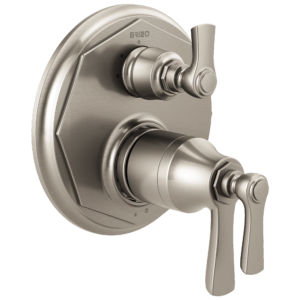 Brizo Rook®: TempAssure® Thermostatic Valve with 3-Function Diverter Trim In Luxe Nickel