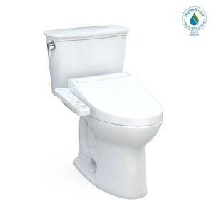 TOTO Toto® Drake® Transitional Washlet®+ Two-Piece Elongated 1.28 Gpf Universal Height Tornado Flush® Toilet With C2 Bidet Seat, Cotton White