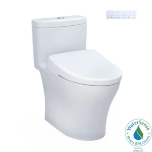 TOTO WASHLET plus Aquia IV One-Piece Elongated Dual Flush 1.28 and 0.9 GPF Toilet with S7A Contemporary Electric Bidet Seat, Cotton White