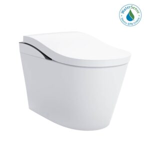 TOTO Neorest LS Dual Flush 1.0 or 0.8 GF Integrated Bidet Toilet, Cotton White with Black Trim