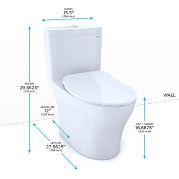 TOTO TOTO® Aquia® IV Two-Piece Elongated Dual Flush 1.28 and 0.9 GPF Toilet with CEFIONTECT® and SoftClose® Seat, WASHLET®+ Ready, Cotton White - Image 2