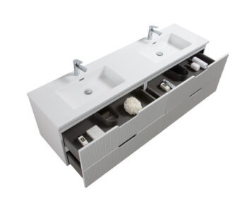 Them 72" White Fluted Vanity - Image 3