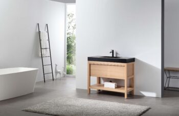 BIBURY - Whitewash Oak - Black Marquina Quartz Countertop - 36" - Image 3