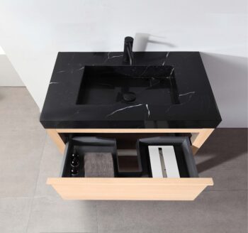 BIBURY - Whitewash Oak - Black Marquina Quartz Countertop - 36" - Image 6