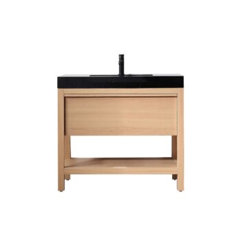 BIBURY - Whitewash Oak - Black Marquina Quartz Countertop - 36"