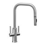 Waterstone Fulton Industrial 2 Handle Plp Pulldown Faucet - Toggle Sprayer - Unlacquered Polished Brass