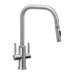 Waterstone Fulton Industrial 2 Handle Plp Pulldown Faucet - Angled Spout - Toggle Spray - American Bronze
