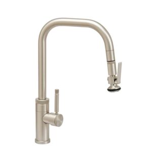Waterstone Fulton Industrial PLP Pulldown Faucet – Angled Spout – Lever Sprayer – Graphite