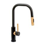 Waterstone Fulton Modern Prep Size PLP Pulldown Faucet - Angle Spout - Toggle Sprayer - Matte Antique Pewter