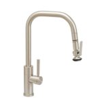 Waterstone Fulton Modern PLP Pulldown Faucet - Angled Spout - Toggle Sprayer - Satin Brass