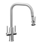 Waterstone Fulton Modern 2 Handle Plp Pulldown Faucet - Angled Spout - Lever Sprayer - Distressed Antique Brass