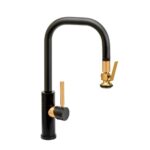 Waterstone Fulton Modern Prep Size PLP Pulldown Faucet - Toggle Sprayer - Polished Brass