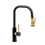 Waterstone Fulton Modern Prep Size PLP Pulldown Faucet - Angle Spout - Toggle Sprayer - Unlacquered Polished Brass