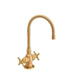 Waterstone Pembroke Hot and Cold Filtration Faucet - Cross Handles - Distressed Antique Brass