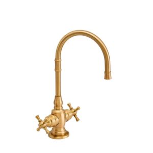 Waterstone Pembroke Hot and Cold Filtration Faucet – Cross Handles – Distressed Antique Brass