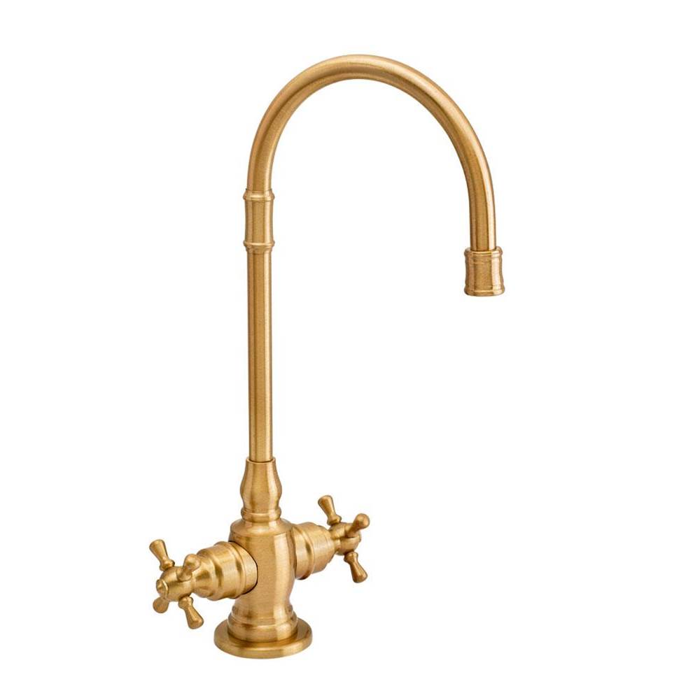 Waterstone Pembroke Bar Faucet - Cross Handles - Unlacquered Polished Brass
