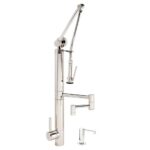 Waterstone Contemporary Gantry Pulldown Faucet - 12'' Articulated Spout - Classic Bronze