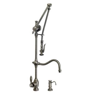 Waterstone Traditional Gantry Pulldown Faucet – Hook Spout – Satin Brass