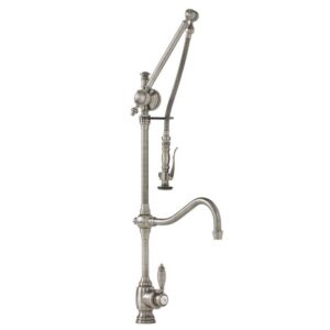 Waterstone Traditional Gantry Pulldown Faucet – Hook Spout – Antique Pewter