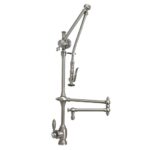 Waterstone Traditional Gantry Pulldown Faucet - 18'' Articulated Spout - Classic Bronze