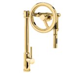Waterstone Endeavor Wheel Pulldown Faucet - Toggle Sprayer - Polished Brass
