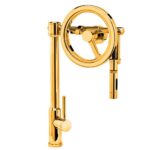 Waterstone Endeavor Wheel Pulldown Faucet - Toggle Sprayer - Polished Gold