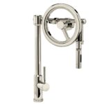 Waterstone Endeavor Wheel Pulldown Faucet - Toggle Sprayer - Polished Nickel