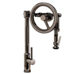 Waterstone Endeavor Wheel Pulldown Faucet - Lever Sprayer - Black Nickel