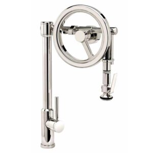 Waterstone Endeavor Wheel Pulldown Faucet – Lever Sprayer – Graphite