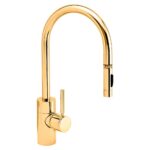 Waterstone Contemporary PLP Pulldown Faucet - Lever Sprayer - Polished Brass