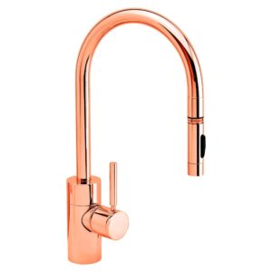 Waterstone Contemporary PLP Pulldown Faucet – Lever Sprayer – Polished Copper
