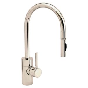 Waterstone Contemporary PLP Pulldown Faucet – Lever Sprayer – Polished Nickel