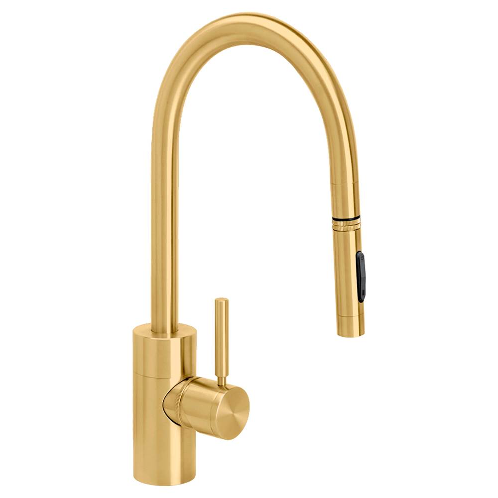 Waterstone Contemporary PLP Pulldown Faucet - Lever Sprayer - Satin Brass