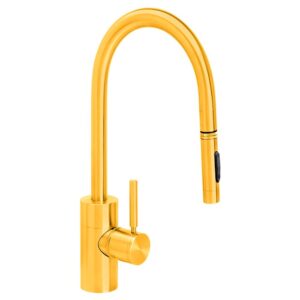 Waterstone Contemporary PLP Pulldown Faucet – Lever Sprayer – Satin Gold