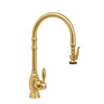 Waterstone Traditional Prep Size PLP Pulldown Faucet - Angled Spout - Polished Gold